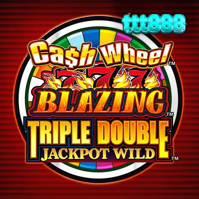 Tampilan antarmuka mesin slot klasik Cash Wheel Blazing 777 dengan simbol 777 dan roda bonus.